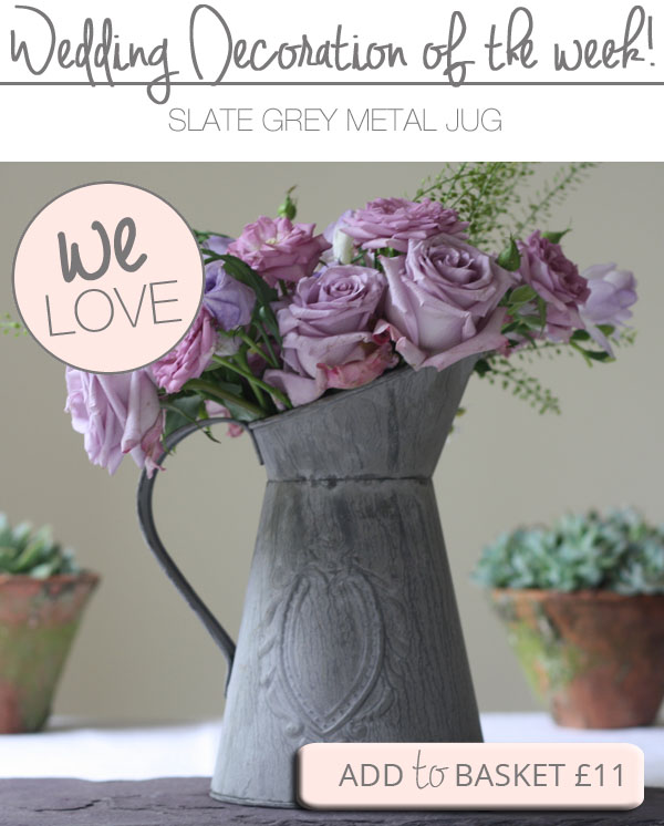 grey jug wedding table decoration