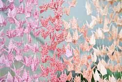 ombre paper cranes wedding backdrop