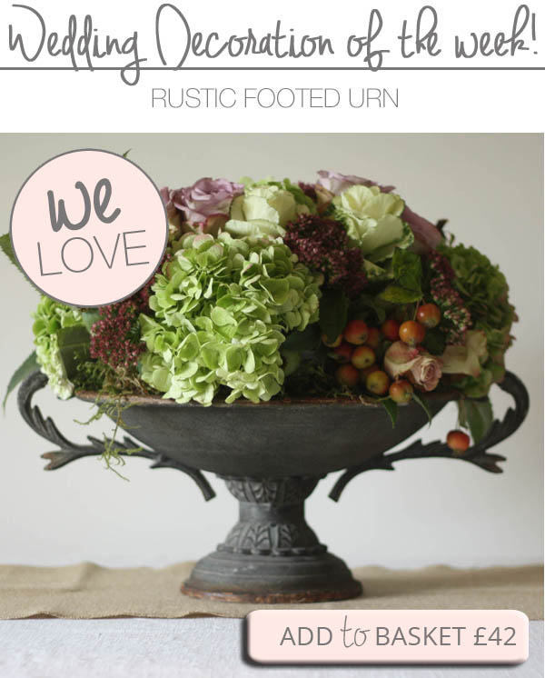 rustic footed urn wedding table decoration centrepiece