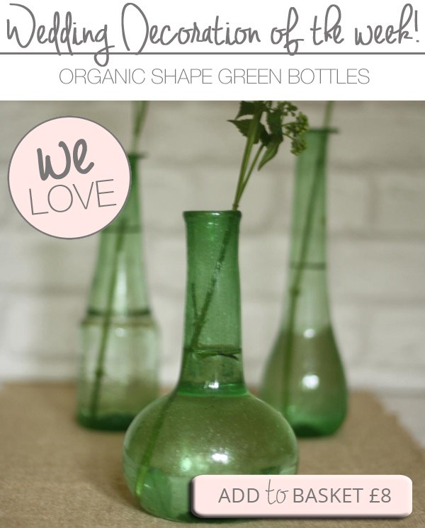 wedding table decoration green bottles organic vases
