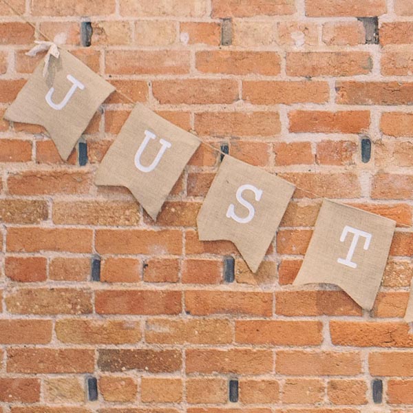 hessian burlap bunting just married