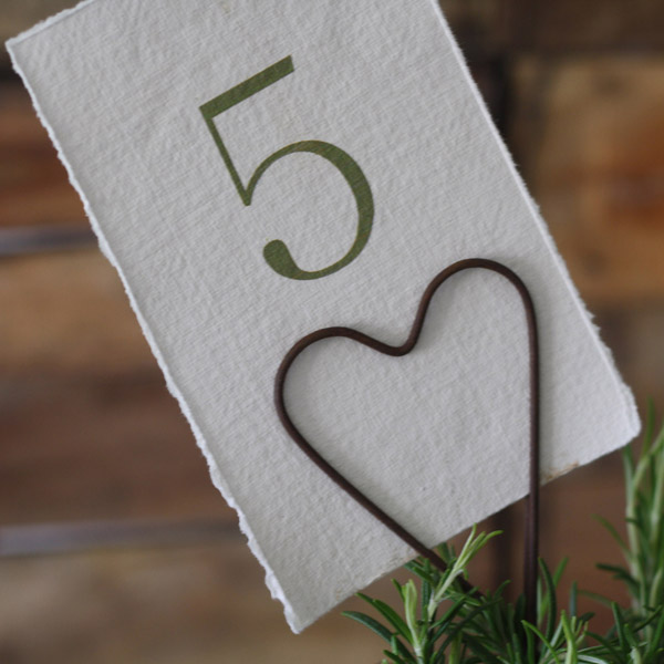 rustic heart wedding table number holder 