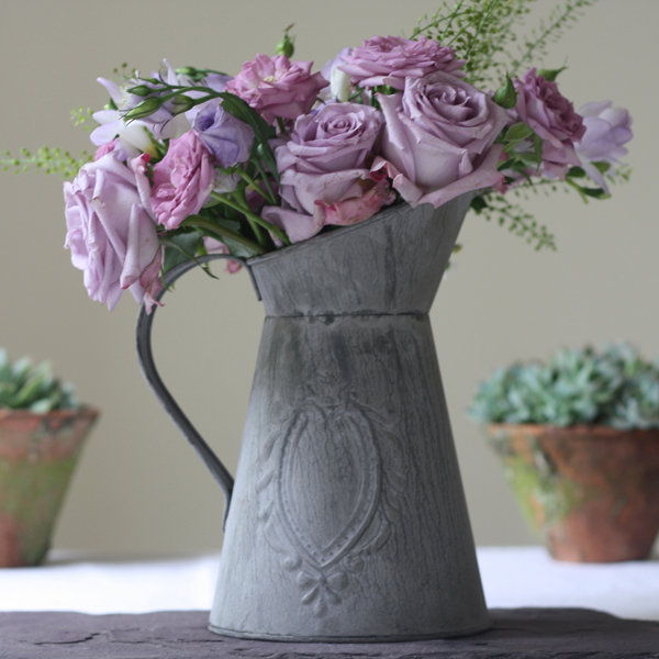 slate grey jug wedding centrepieces rustic