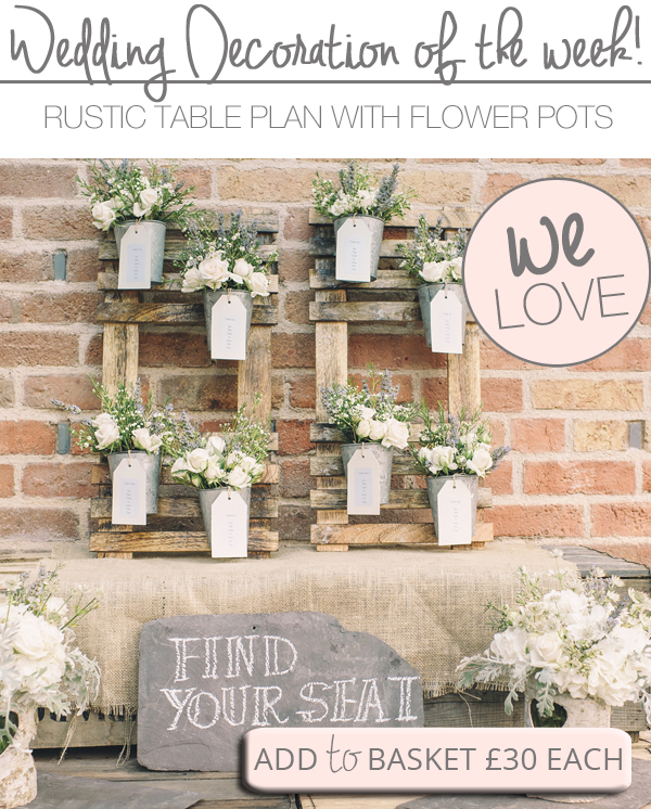 wedding table plan rustic with flower pots