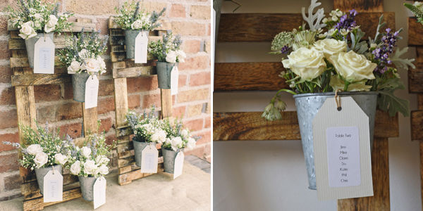 rustic wedding table plan ideas with flower pots