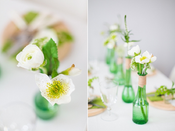 green glass bottles wedding centrepies organic  shape rustic wedding decorations