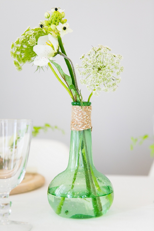 green glass bottles wedding centrepies organic  shape rustic wedding decorations