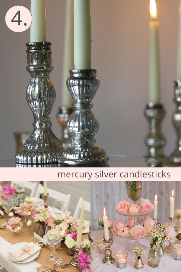 mercury silver candlesticks wedding 