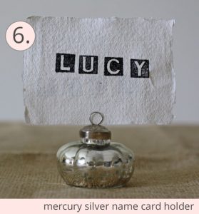 mercury silver wedding name card holders