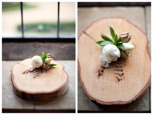 wooden tree slice for wedding button holes