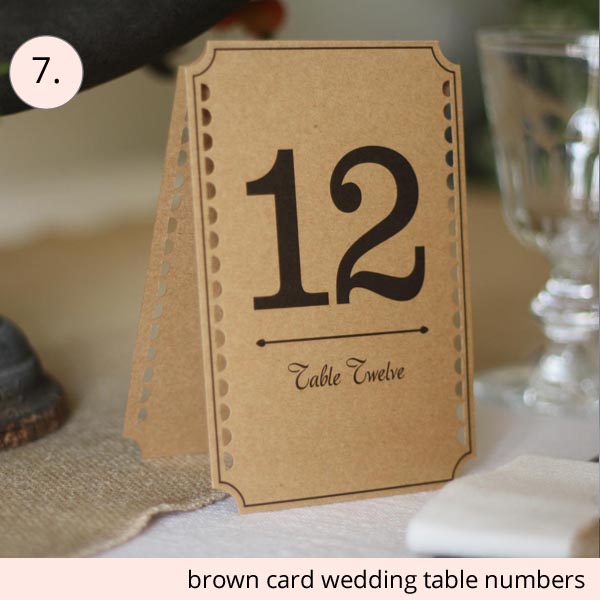 best wedding table numbers brown cards 1 to 12