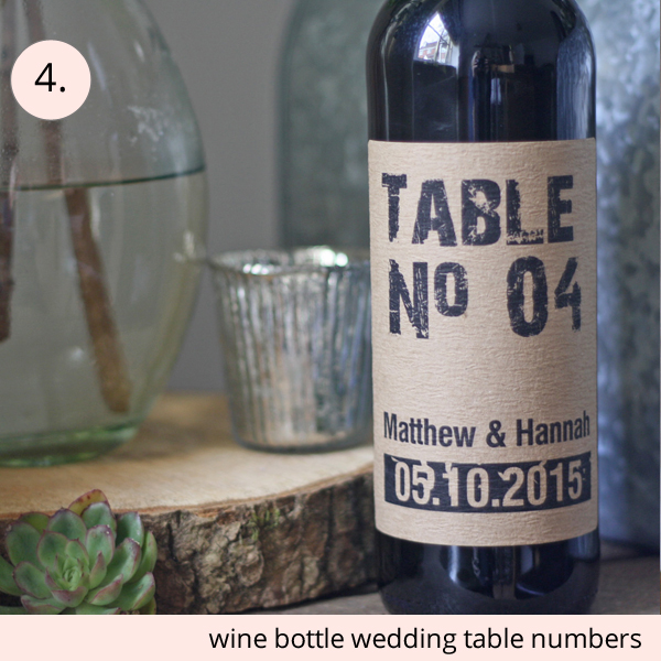 best wedding table numbers personalised sine bottle stickers