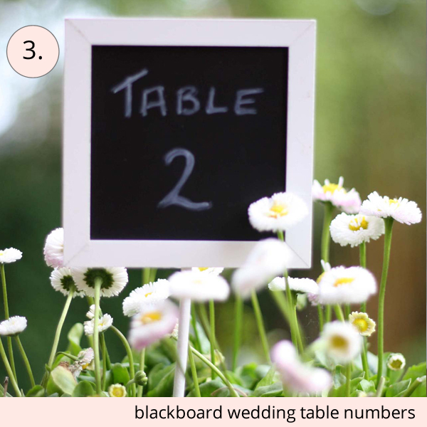 wedding table numbers blackboard on stick