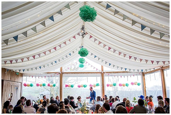 Green Pink Pom Poms Bunitng Marquee The Wedding of my Dreams Pastel Wedding Decorations