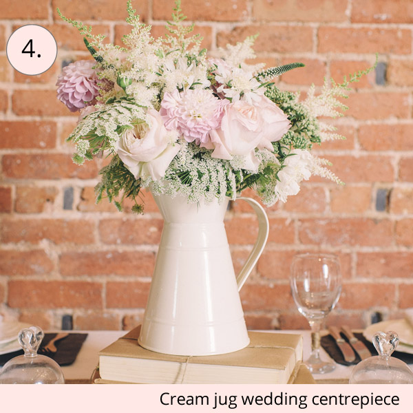 cream jug for wedding centrepiece for sale - 15 wedding centrepieces for under 15 pounds (budget friendly centrepieces)