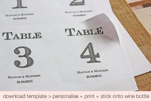 free printable wedding table numbers stickers for wine bottles