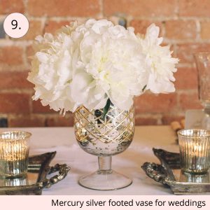 mercury silver footed vase for elegant weddings centrepieces - 15 wedding centrepieces for under 15 pounds (budget friendly centrepieces)