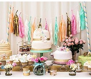 pastel luxe wedding cake table or dessert table The Wedding of my Dreams real wedding