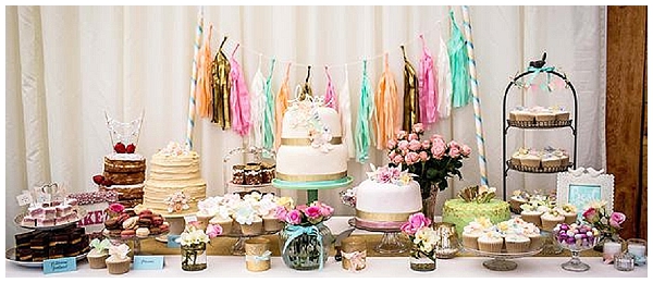 pastel luxe wedding cake table or dessert table The Wedding of my Dreams real wedding