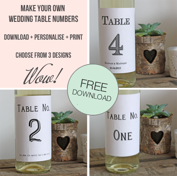 print my own wedding table numbers cards wine bottle stickers for table numbers personalise