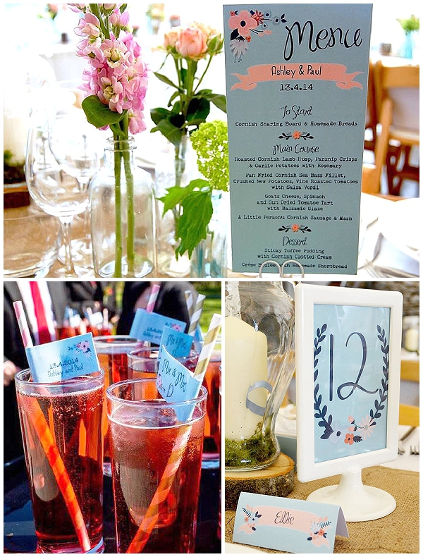 swoon at the moon wedding stationery flags for straws table number menus