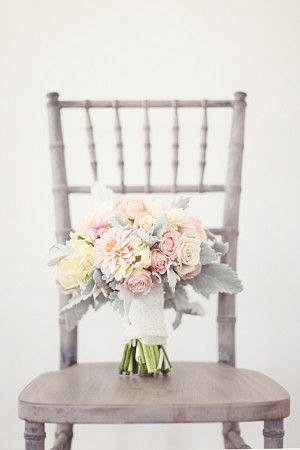 peach grey wedding bouquet