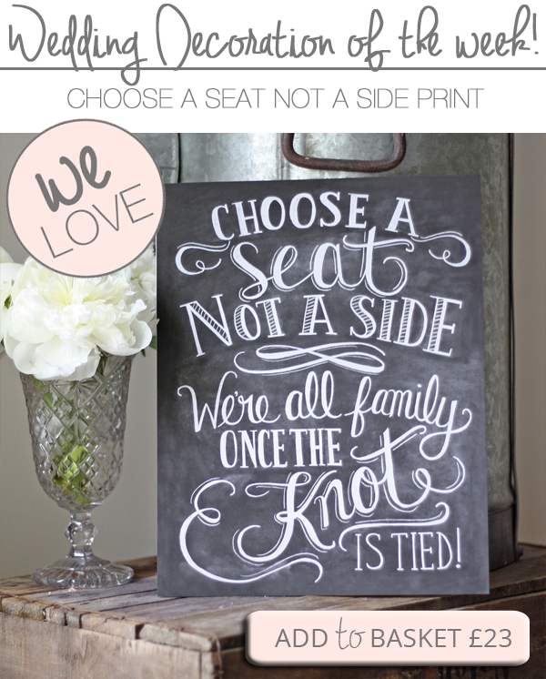 Choose A Seat Not A Side Chalkboard Wedding Ceremony Sign