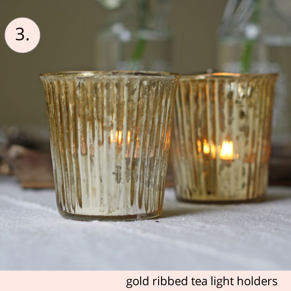 gold ribbed tea light holders