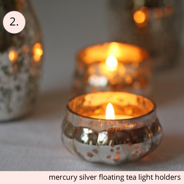 mercury silver floraing tea light holders