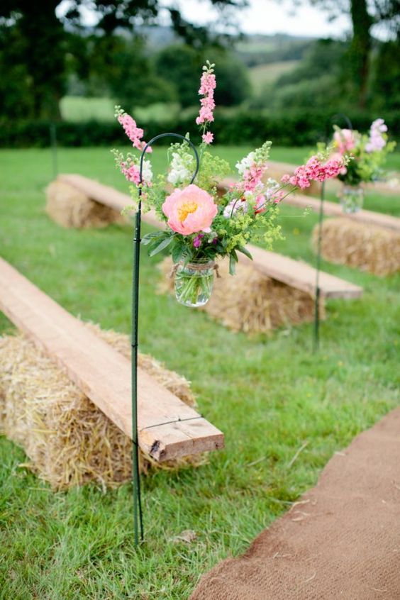 outdoor wedding ceremony hanging jars