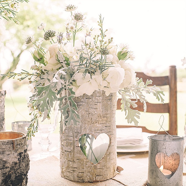 bark vases rustic wedding centrepieces