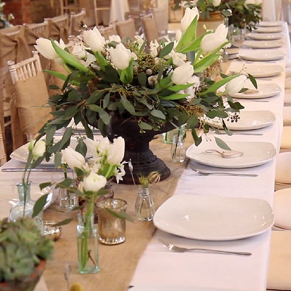 rusty urn rustic wedding centrepiece