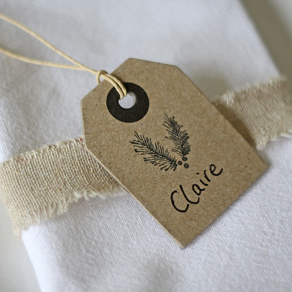 christmas stamps fir tree wedding place cards