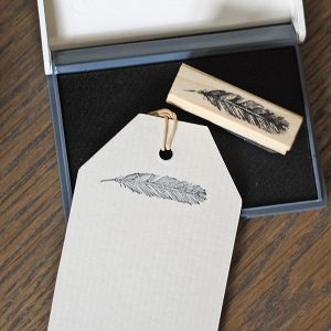 feather stamps wedding gift tag