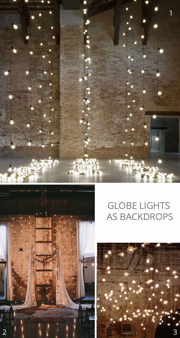 globe string lights wedding backdrops