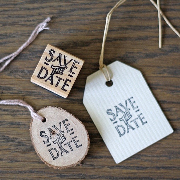 wedding stamps save the date wooden tag luggage tags