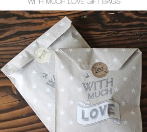 with much love paper gift bags for wedding favours