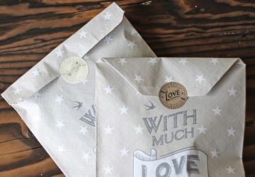 with much love paper gift bags for wedding favours