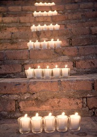 tea light holders wedding on steps