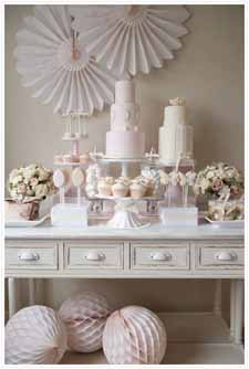 blush pink wedding dessert table