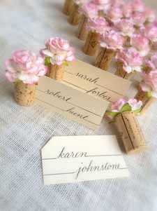 blush pink wedding ideas corks for wedding place settings with pink flowers