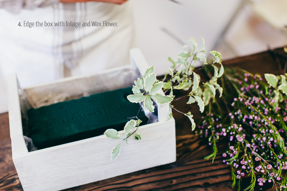 how to make a  wedding centrepiece in a wooden crate