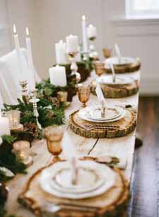 woodland wedding centrepiece ideas central garland withtree slices for place mats