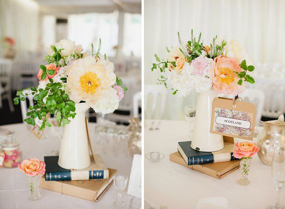 Cream jug wedding centrepieces