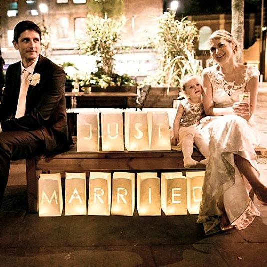 just married paper lanterns signs
