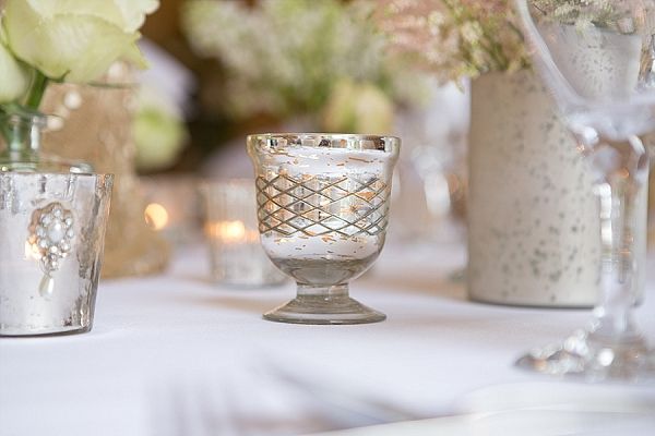 Mercury silver footed tea light holders