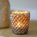 Quilted glass bronze tea light holders