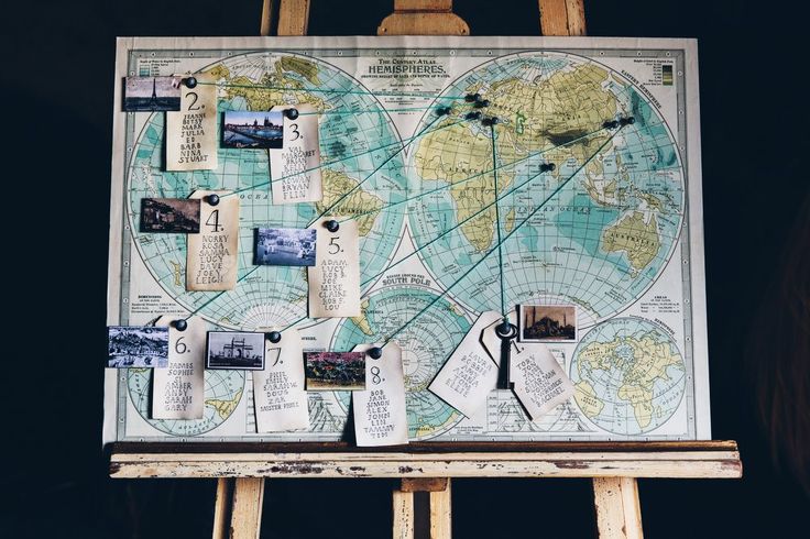 World map wedding table plan