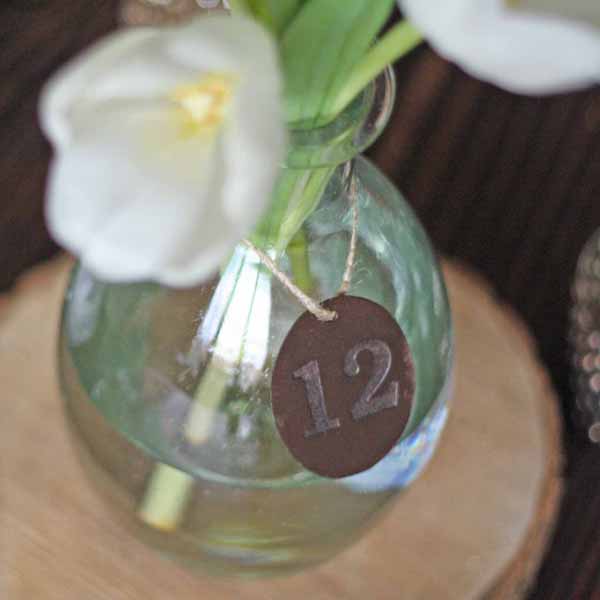 bronze discs for wedding table numbers