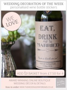 Eat, Drink & Be Married Stickers For Wine Bottles - personalised with the wedding date and names of couple
